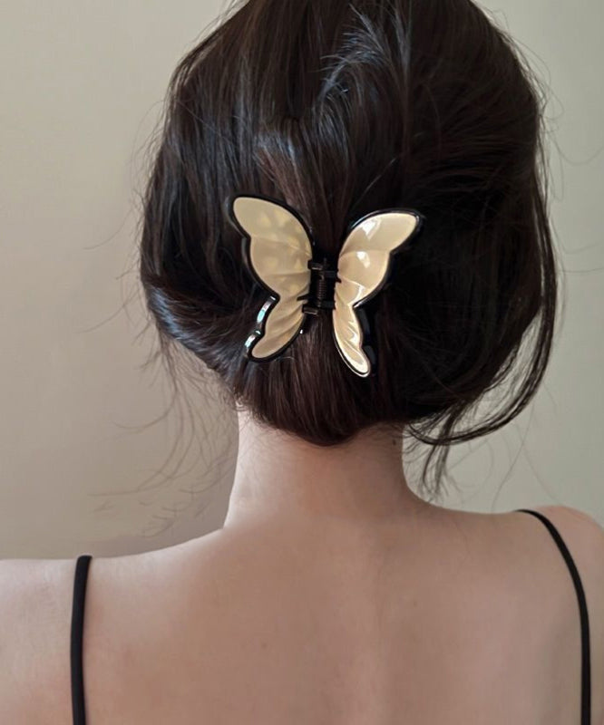 Women's Beige Hair Clip Acrylic Lightweight - OutfitLondon