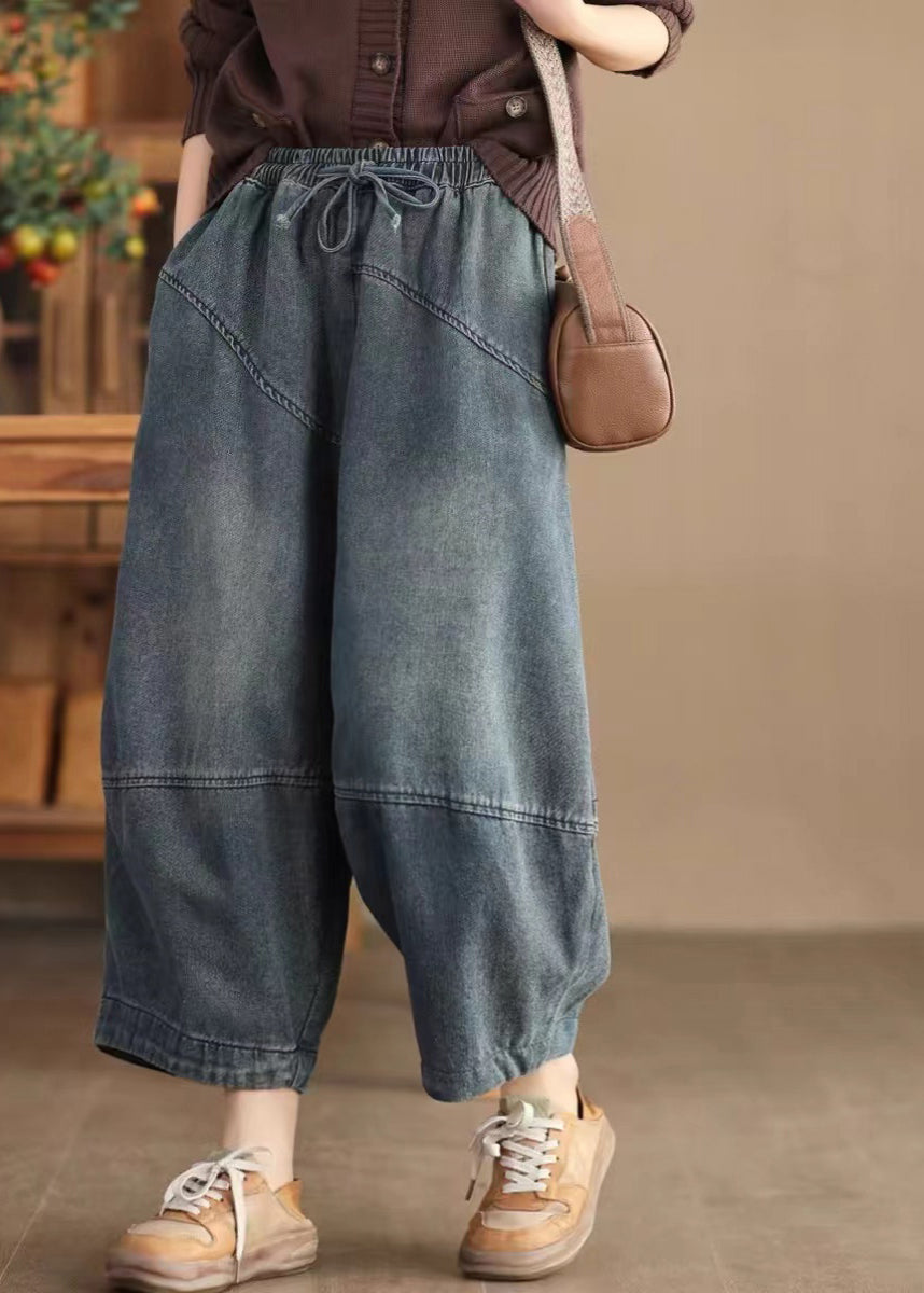 Women's Cotton Harem Pants Elastic Waist Relaxed Fit - OutfitLondon