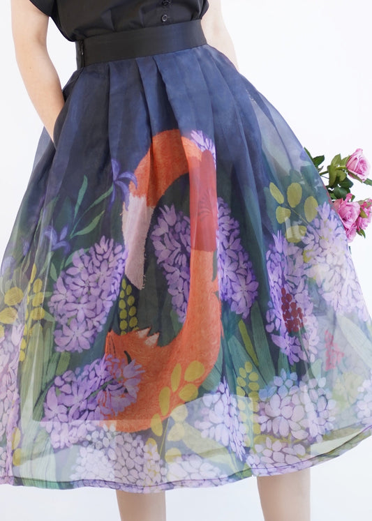 Women's Maxi Skirt Blue Crinkled Tulle Flowy Elastic Waist - OutfitLondon