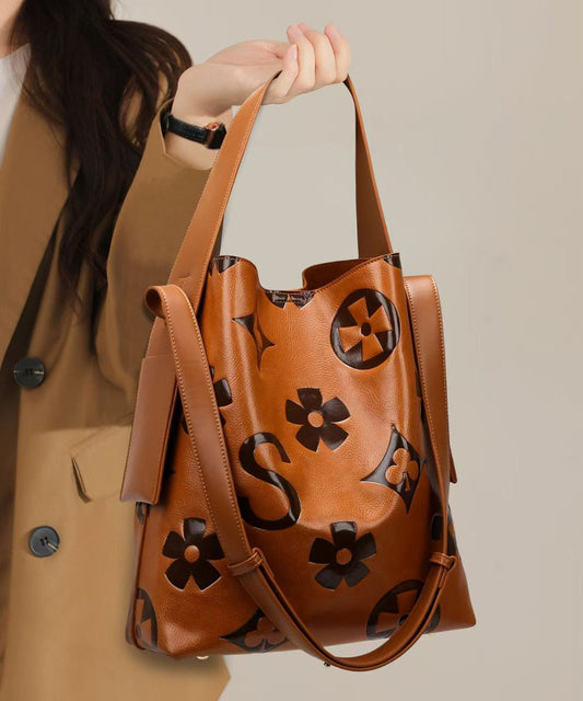 London Bucket Bag Embossed Leather Large Tote - OutfitLondon