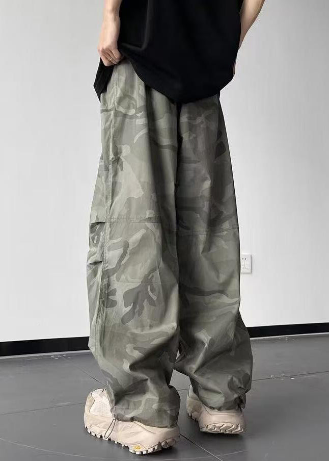 Men's Camouflage Cotton Pants Elastic Waist Breathable Beige - OutfitLondon