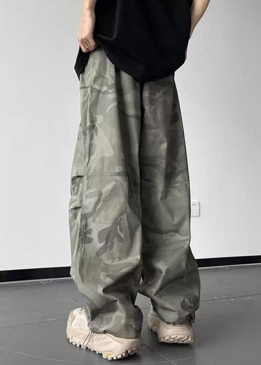 Men's Camouflage Cotton Pants Elastic Waist Breathable Beige - OutfitLondon