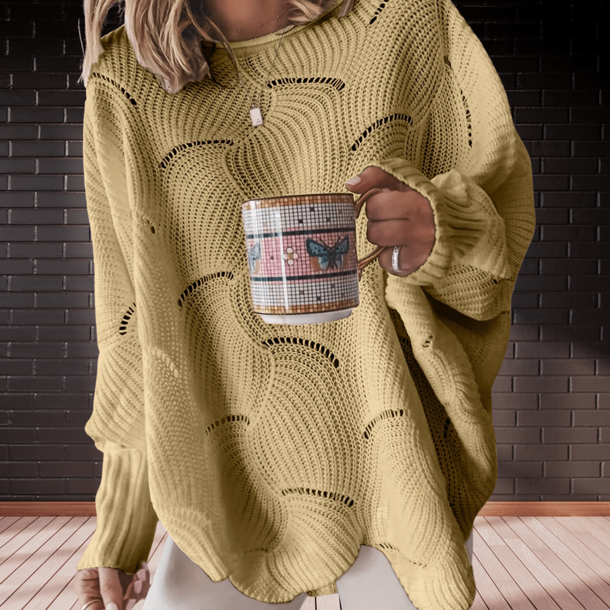 Women's Ribbed Asymmetric Hem Sweater Annelie