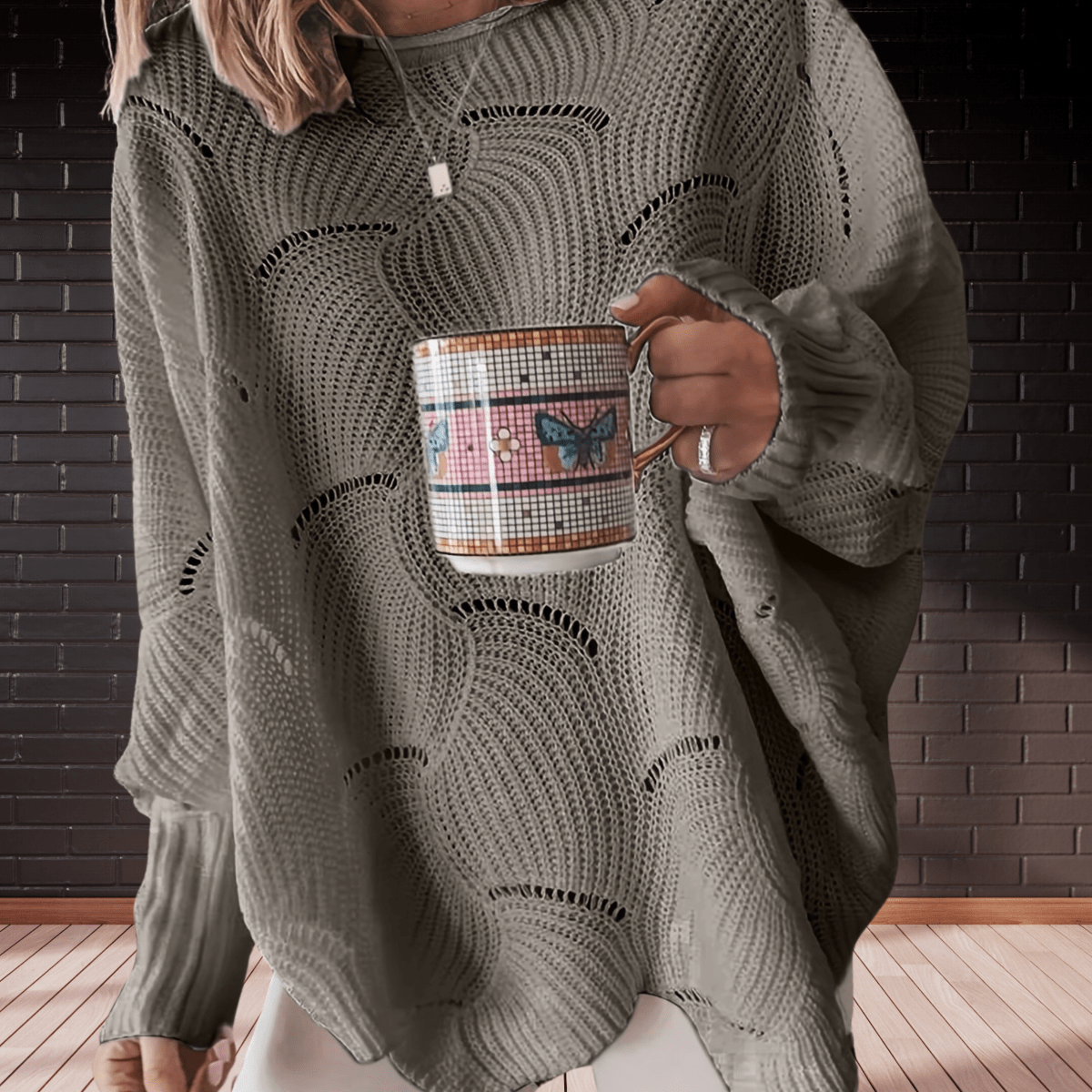 Women's Ribbed Asymmetric Hem Sweater Annelie