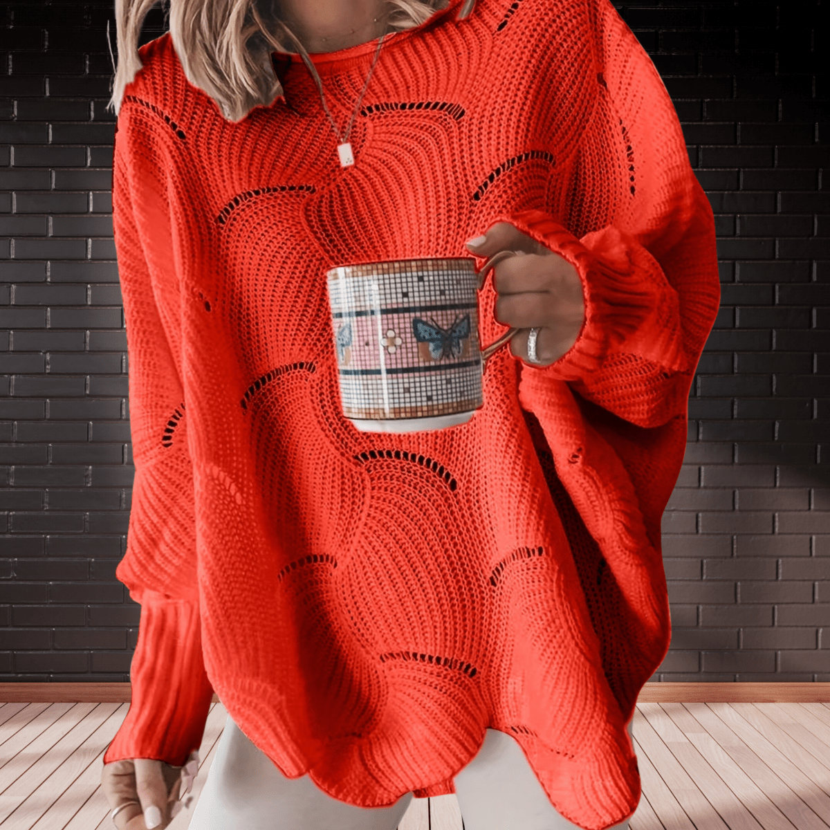 Women's Ribbed Asymmetric Hem Sweater Annelie