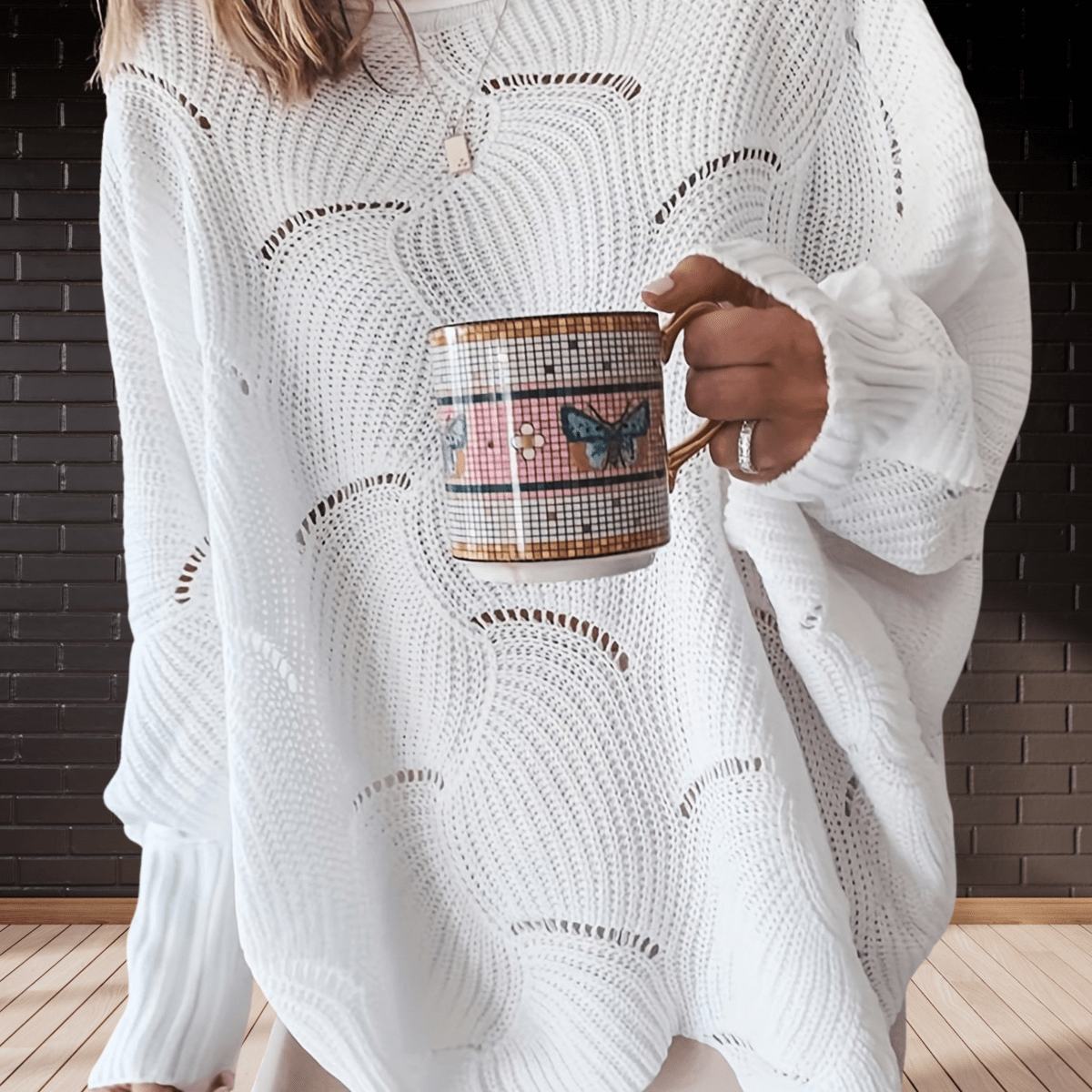 Women's Ribbed Asymmetric Hem Sweater Annelie - OutfitLondon