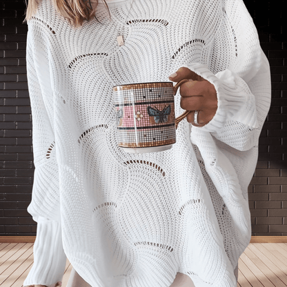 Women's Ribbed Asymmetric Hem Sweater Annelie - OutfitLondon