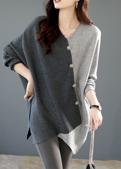 Relaxed Fit Patchwork Knit Women's Shirt - OutfitLondon