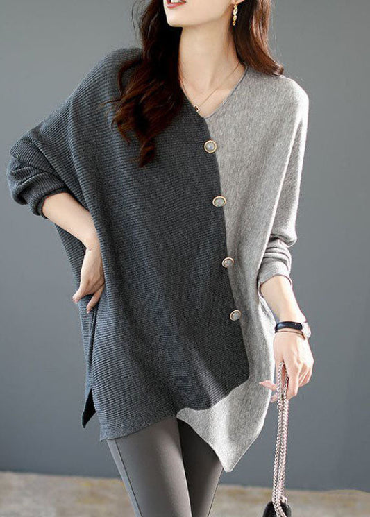 Relaxed Fit Patchwork Knit Women's Shirt - OutfitLondon