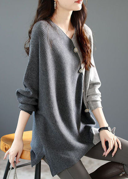 Relaxed Fit Patchwork Knit Women's Shirt