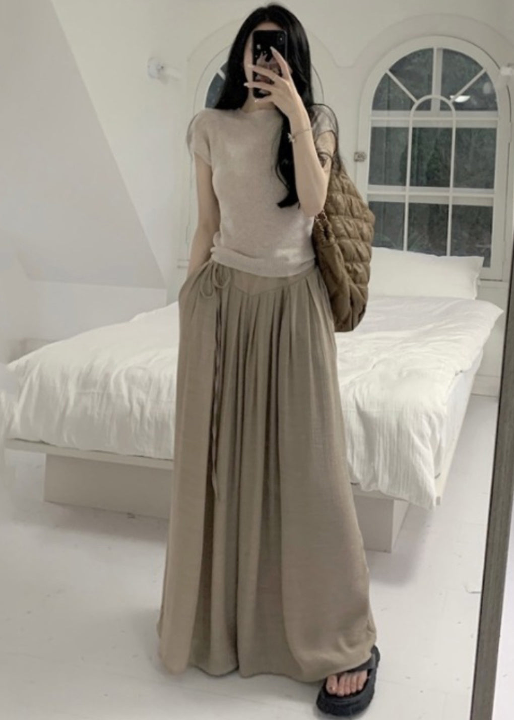 Women's Khaki Cotton Two Piece Casual Set - OutfitLondon