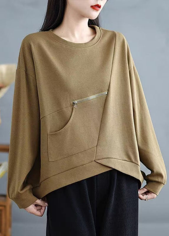 Women's Cotton Patchwork Khaki Relaxed Fit - OutfitLondon