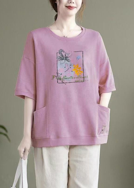 Women's Relaxed Fit Cotton Blouse Lightweight Purple - OutfitLondon