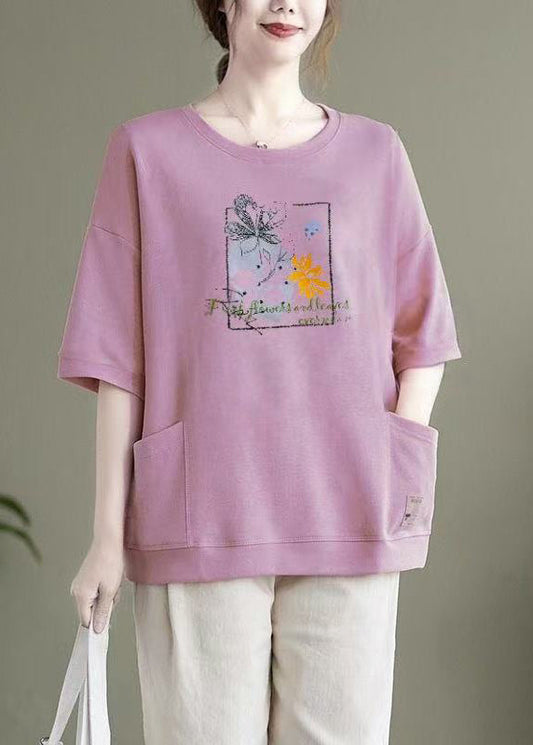 Women's Relaxed Fit Cotton Blouse Lightweight Purple - OutfitLondon