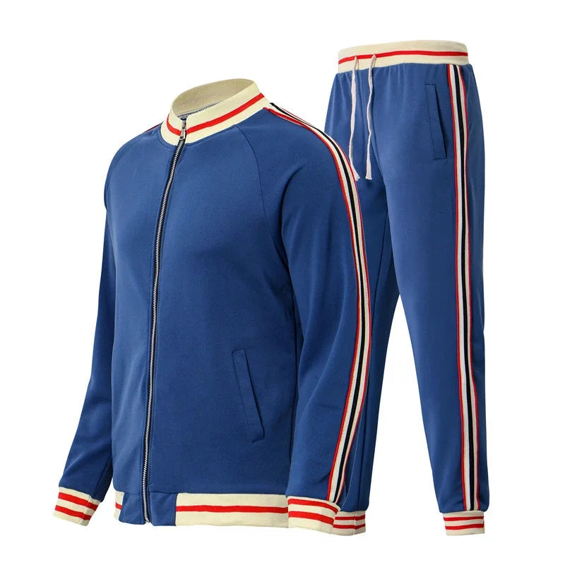 Sporty 2 Piece Mens Jogger Suit with Zip Jacket