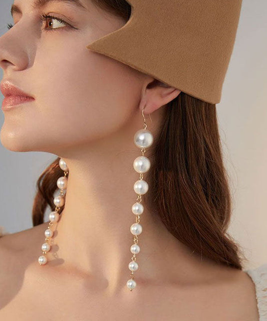 Women's Sterling Silver Pearl Drop Earrings White - OutfitLondon