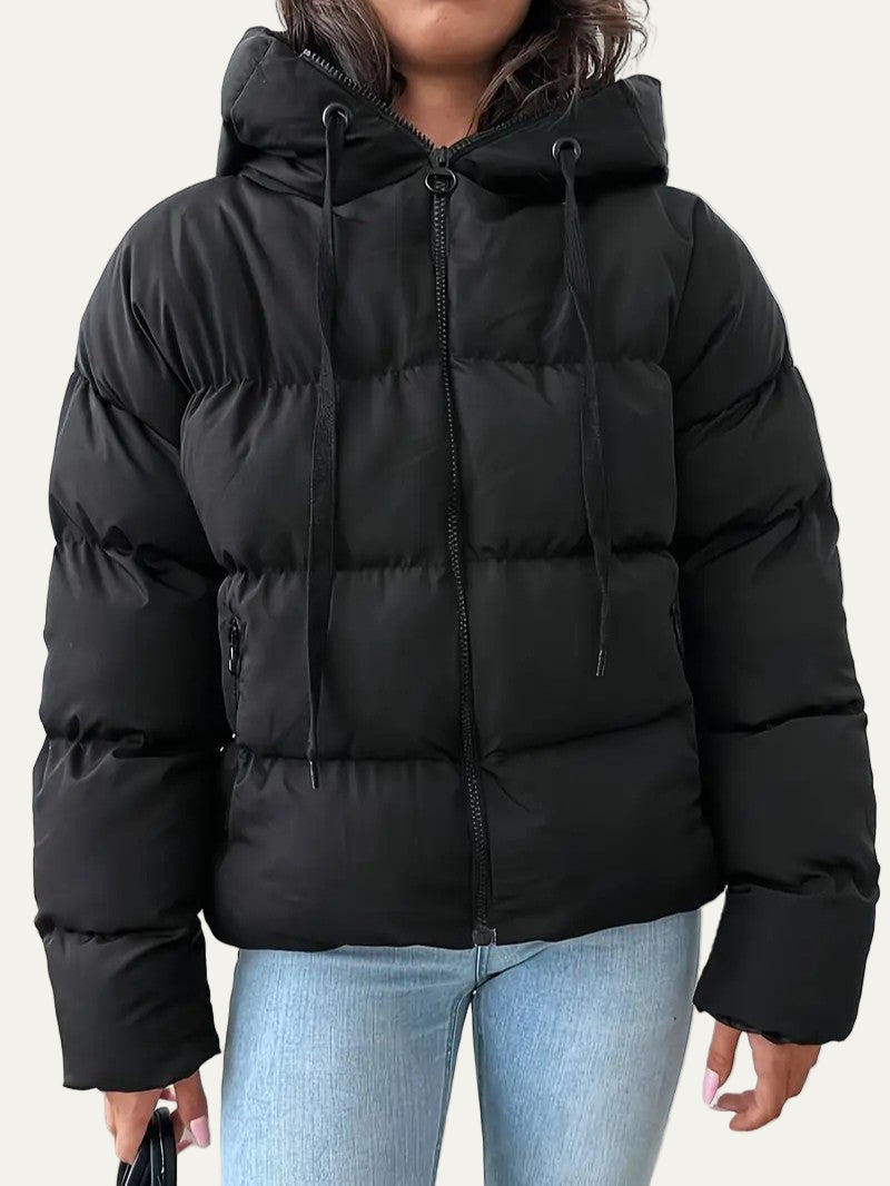 Short Puffer Hoodie Coat for Women - OutfitLondon