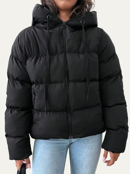 Short Puffer Hoodie Coat for Women - OutfitLondon