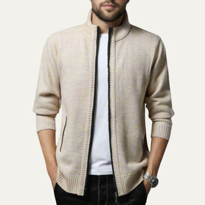 Men's Thick Knitted Zip Up Sweater Jacket - OutfitLondon