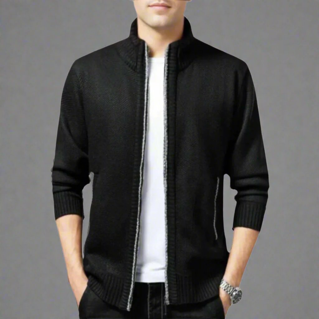 Relaxed Fit Crew Neck Sweater Jacket - OutfitLondon