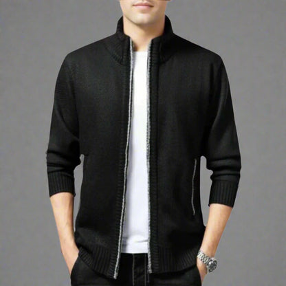 Relaxed Fit Crew Neck Sweater Jacket - OutfitLondon