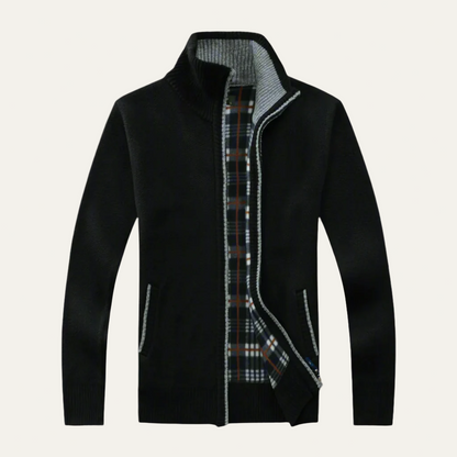 Men's Classic Zipper Crew Neck Sweater Cardigan