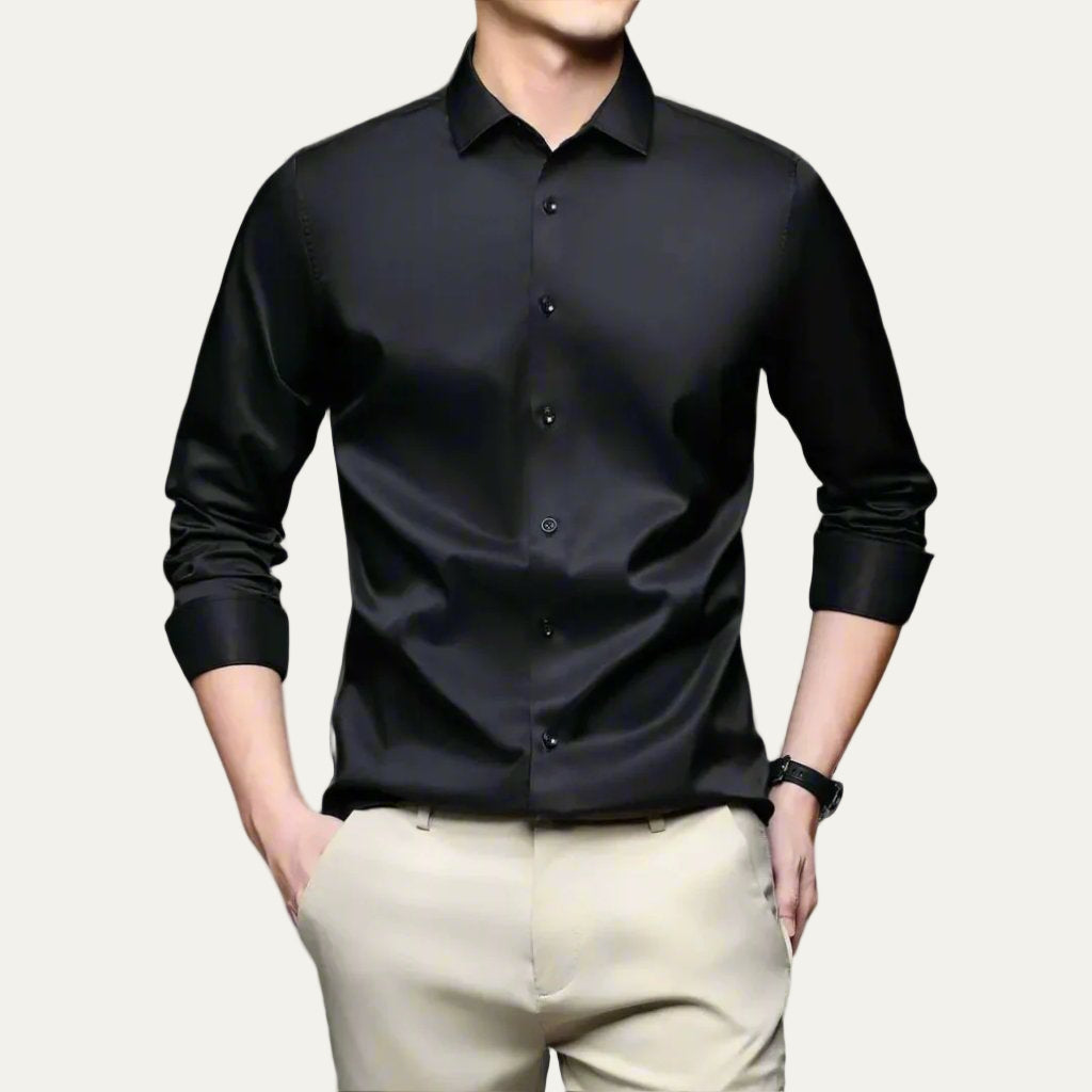 Men's Classic Fit Luxury Silk Dress Shirt - OutfitLondon