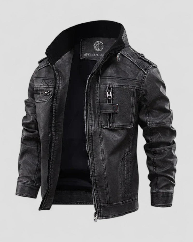 Classic Fit Mens Brown Leather Jacket - OutfitLondon