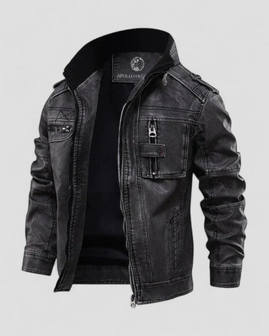 Classic Fit Mens Brown Leather Jacket - OutfitLondon