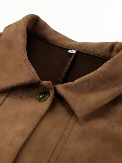Relaxed Fit Women's Long Coat with Button Front