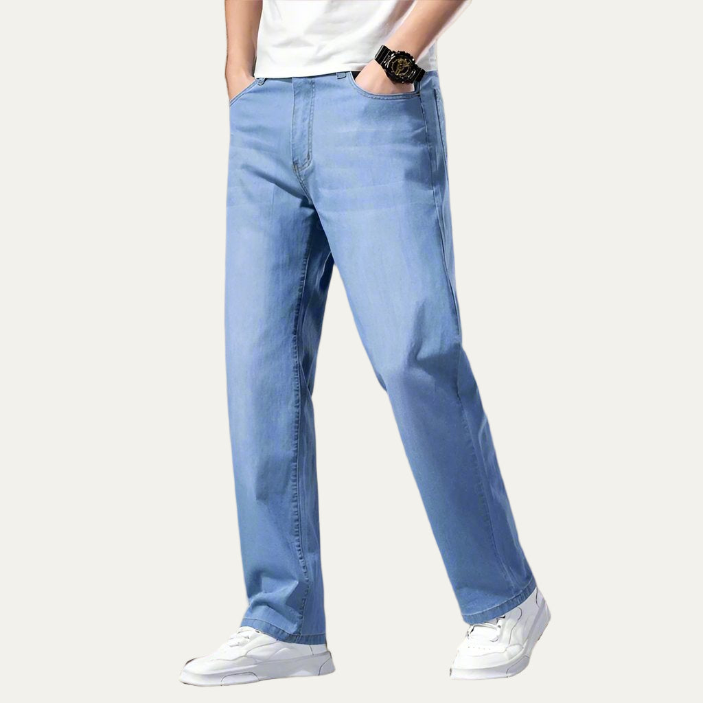 Casual Loose Fit Blue Jeans for Men