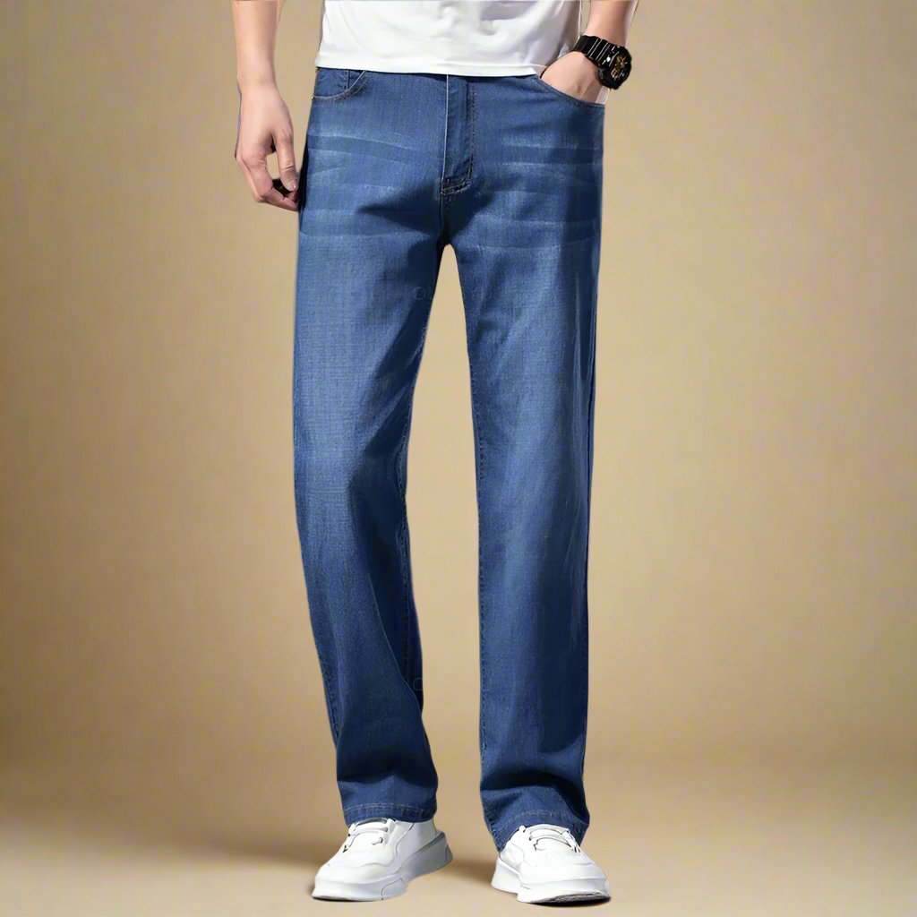 Comfortable Wide Leg Mens Jeans Loose Fit Style