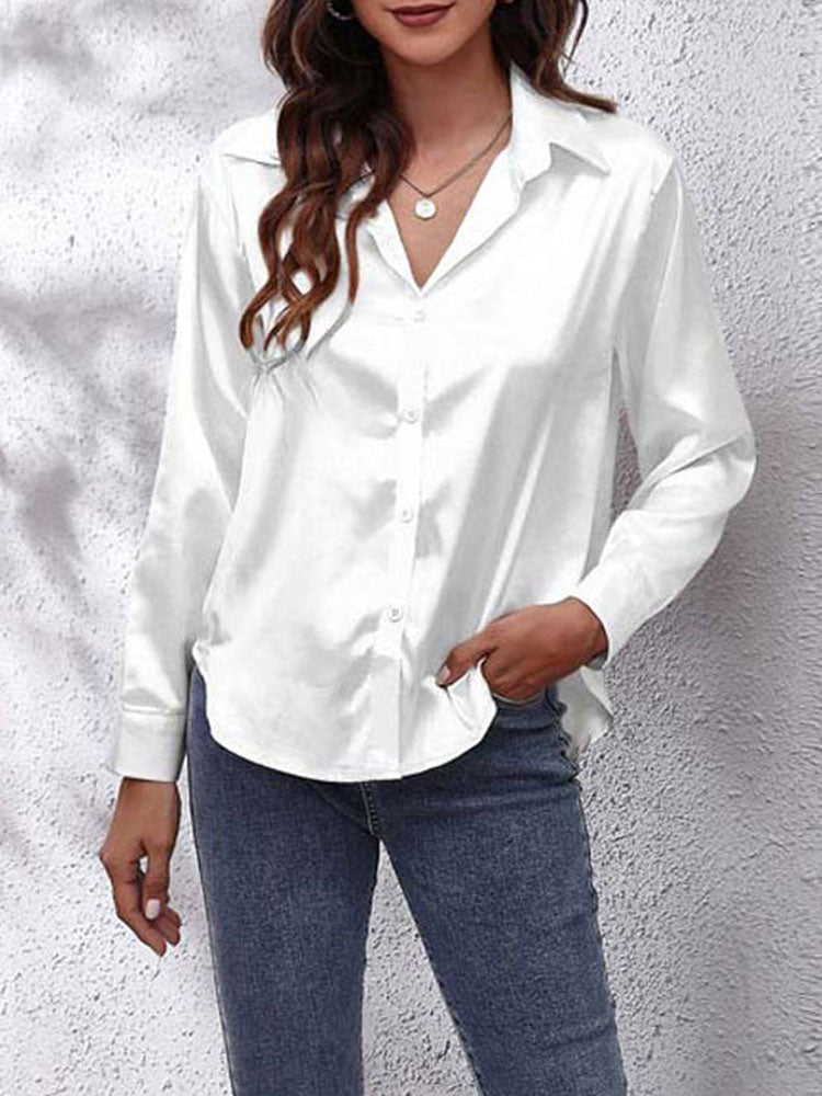 Luxe Satin Button Down Women's Shirt