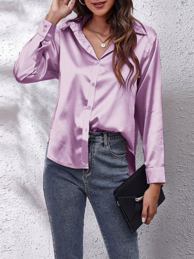 Luxe Satin Button Down Women's Shirt