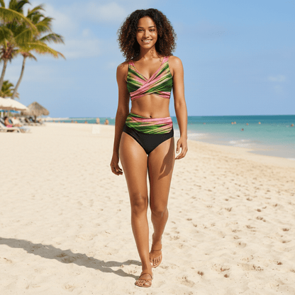 Flattering High Waist V Neck Swimsuit for Women