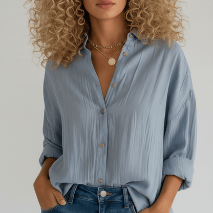 Relaxed Fit Button Down Long Sleeve Shirt