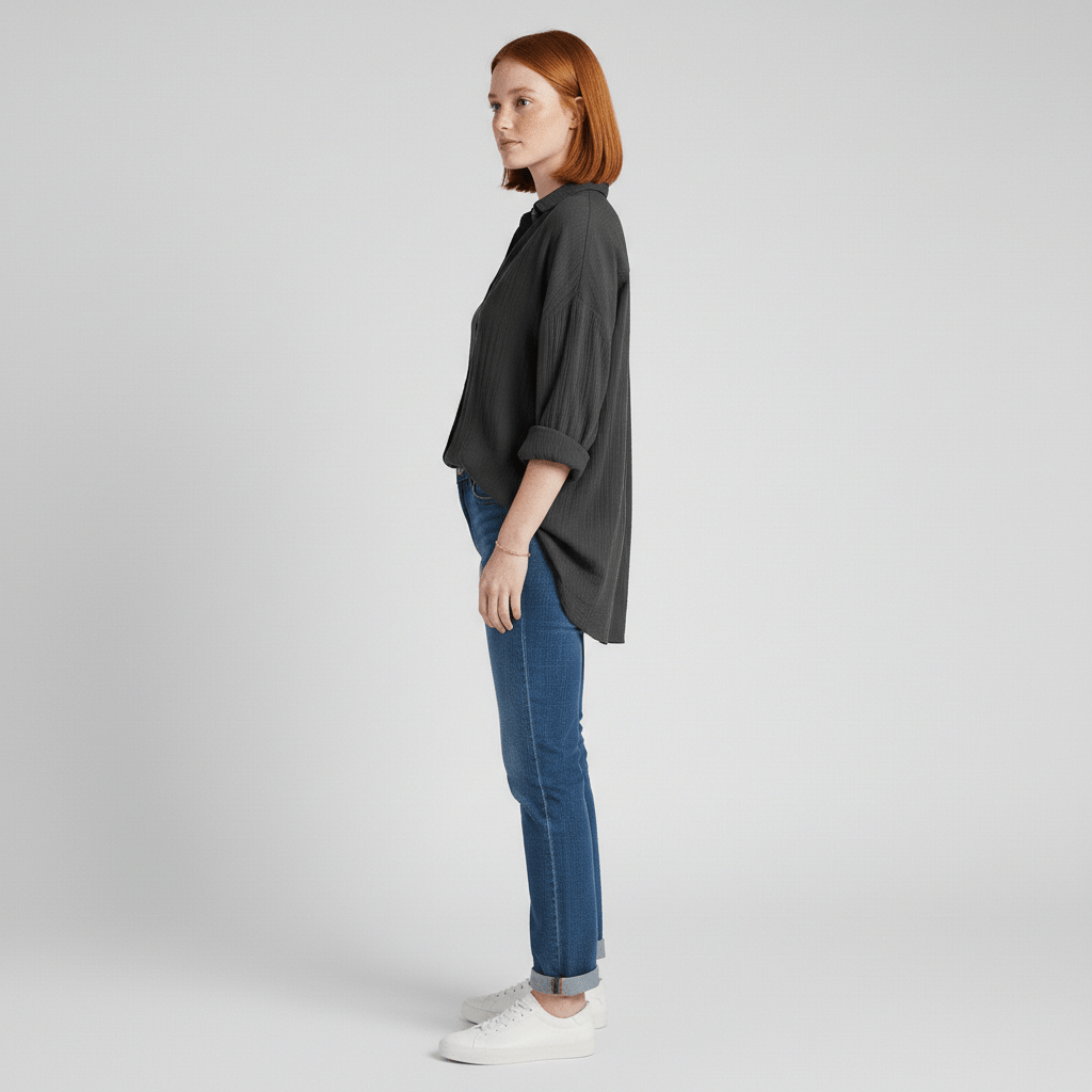 Relaxed Fit Button Down Long Sleeve Shirt
