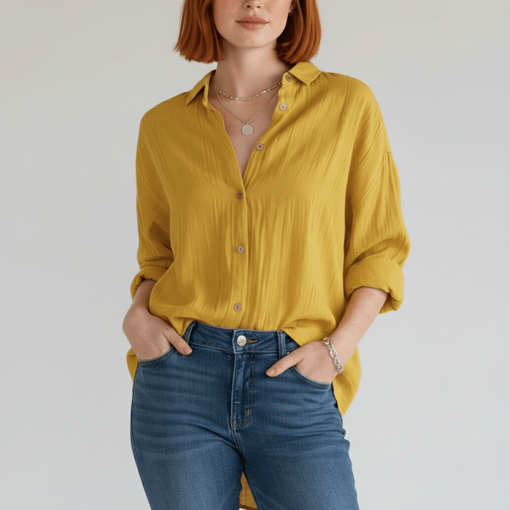 Relaxed Fit Button Down Long Sleeve Shirt