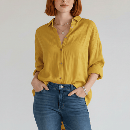 Relaxed Fit Button Down Long Sleeve Shirt