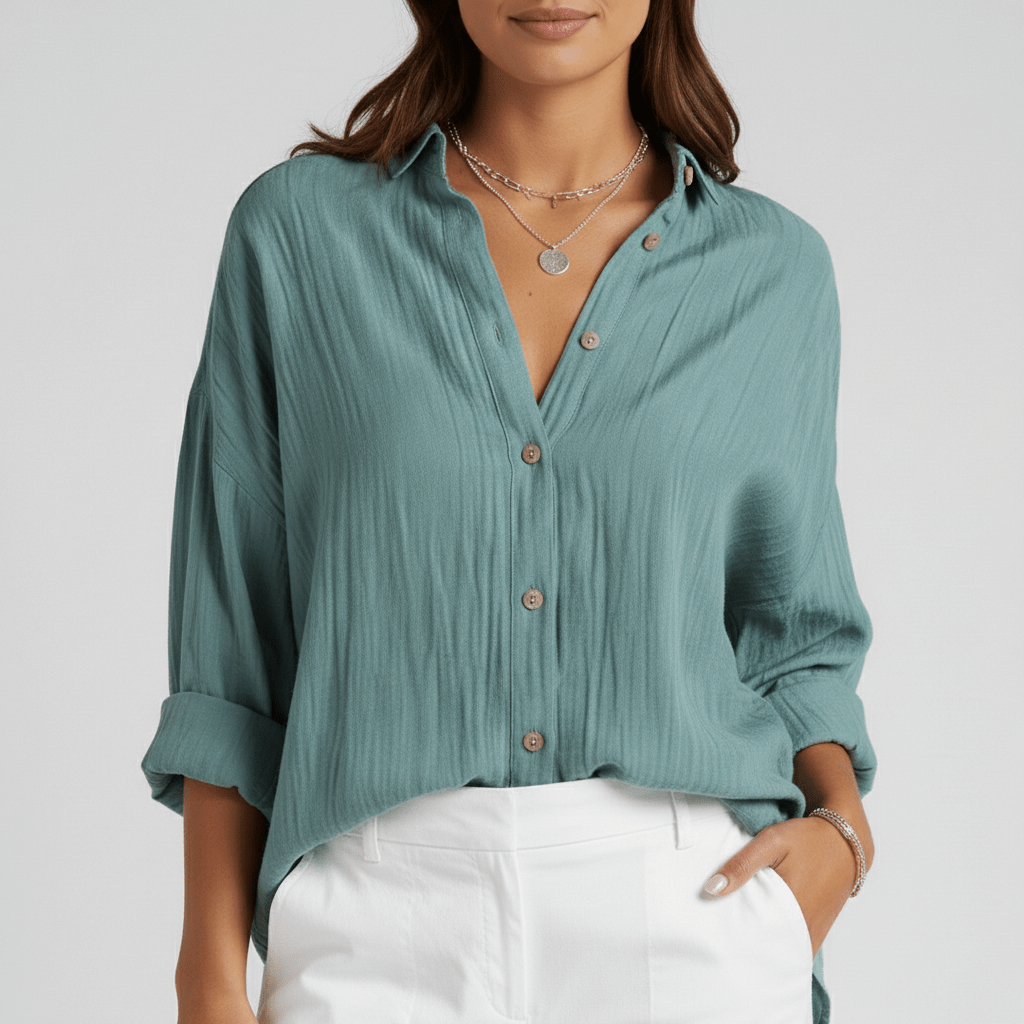 Relaxed Fit Button Down Long Sleeve Shirt