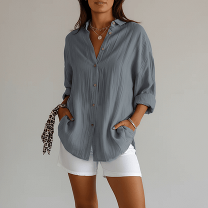 Relaxed Fit Button Down Long Sleeve Shirt