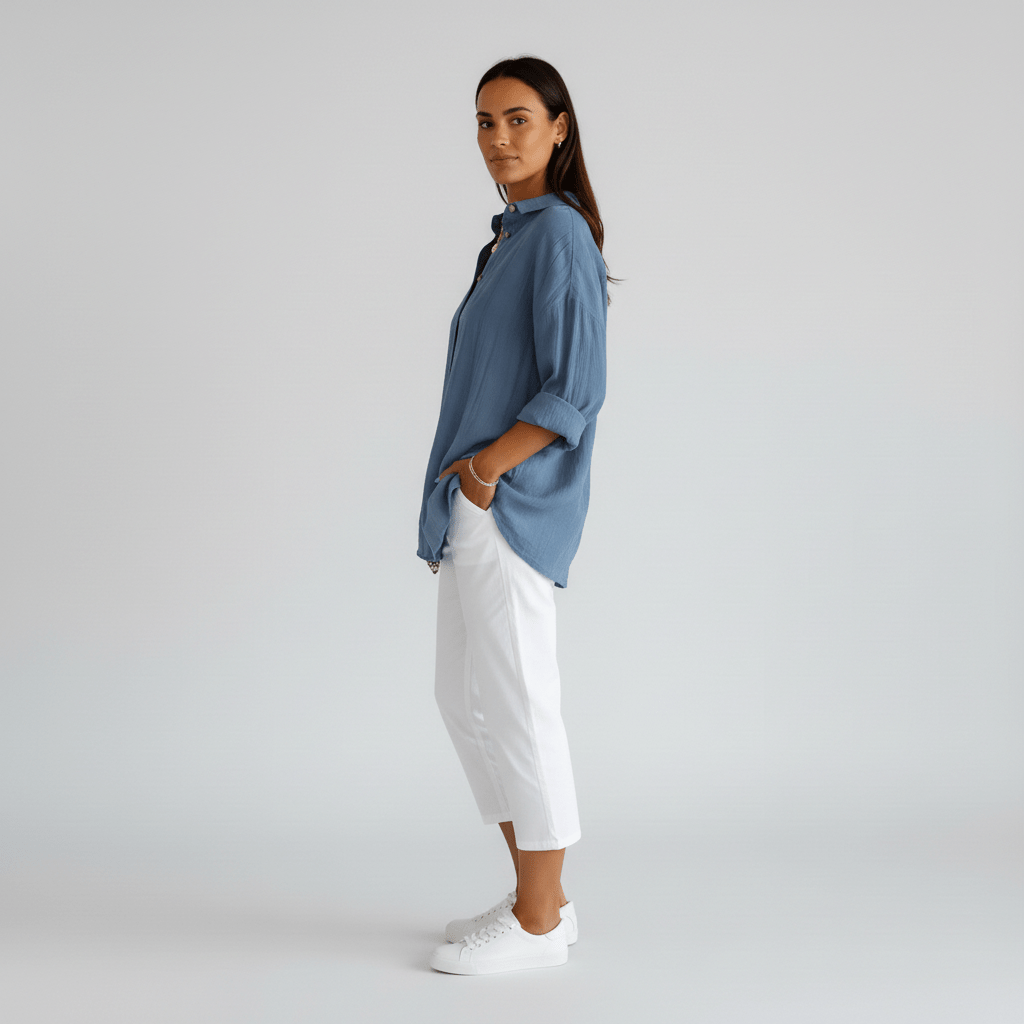 Relaxed Fit Button Down Long Sleeve Shirt