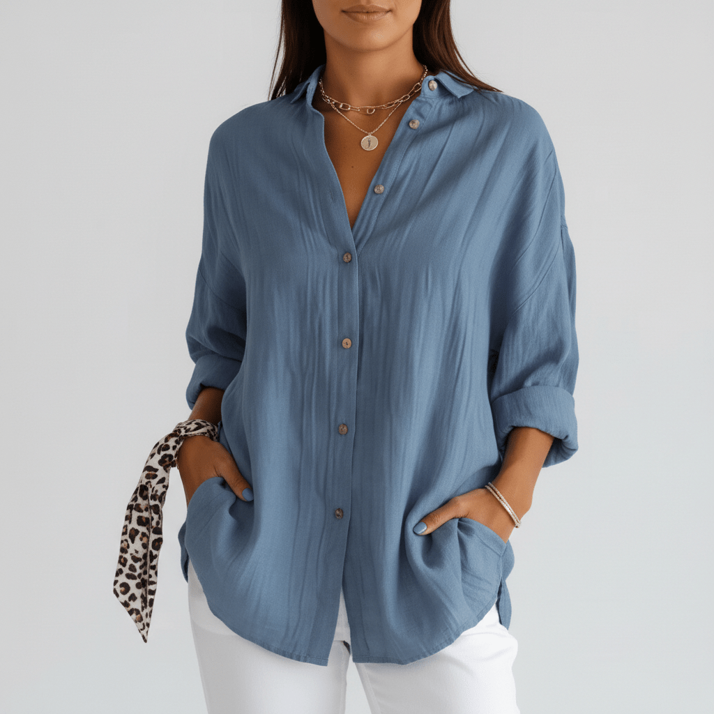 Relaxed Fit Button Down Long Sleeve Shirt