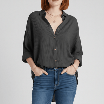 Relaxed Fit Button Down Long Sleeve Shirt