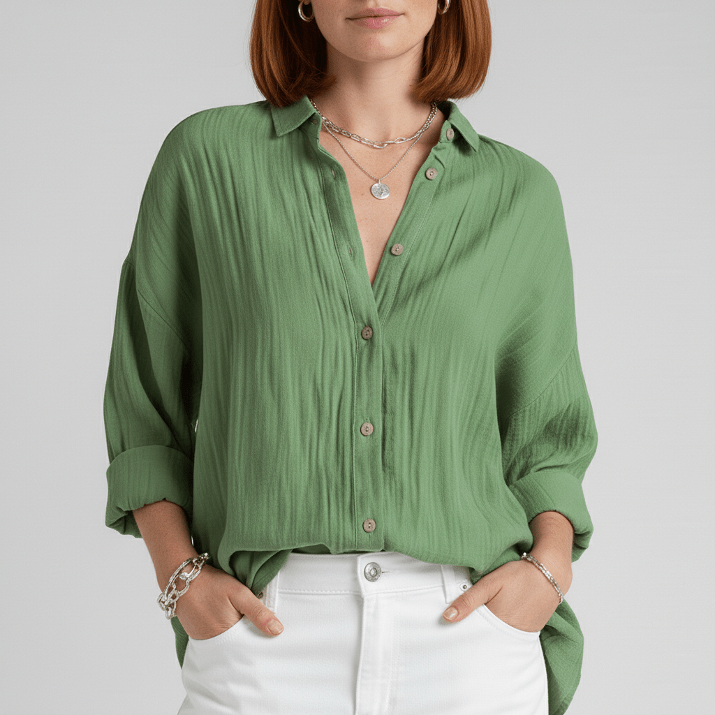 Relaxed Fit Button Down Long Sleeve Shirt