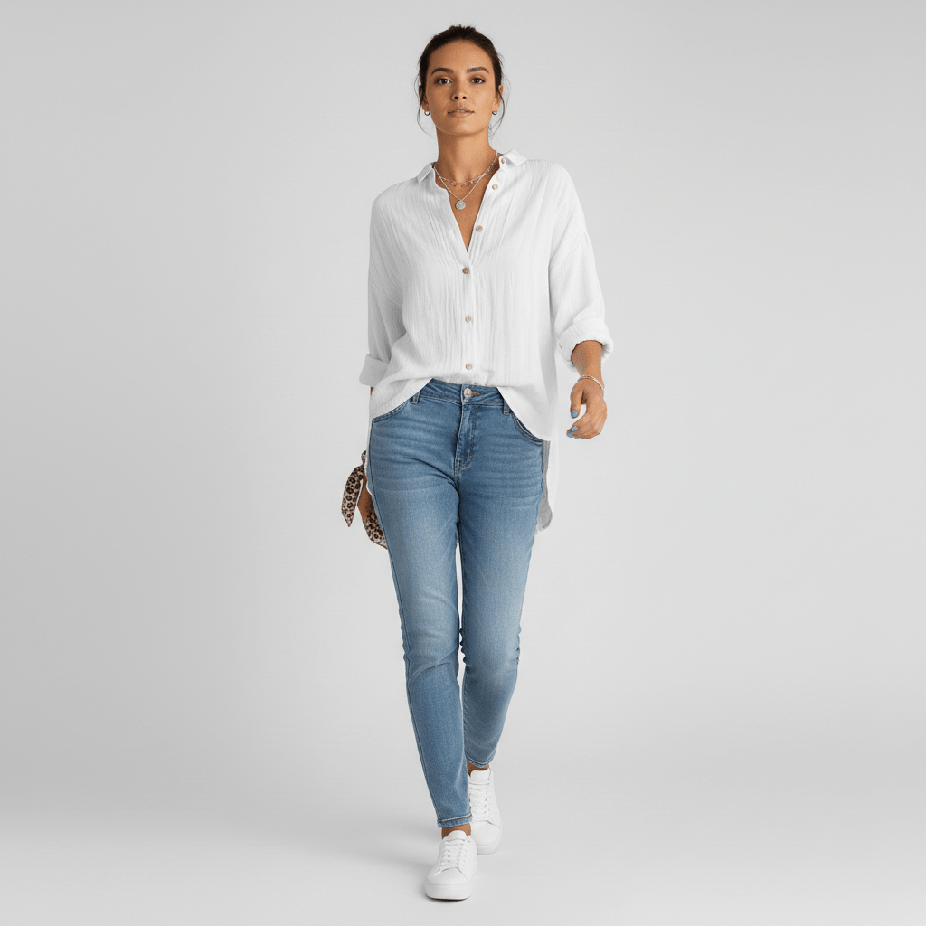 Relaxed Fit Button Down Long Sleeve Shirt