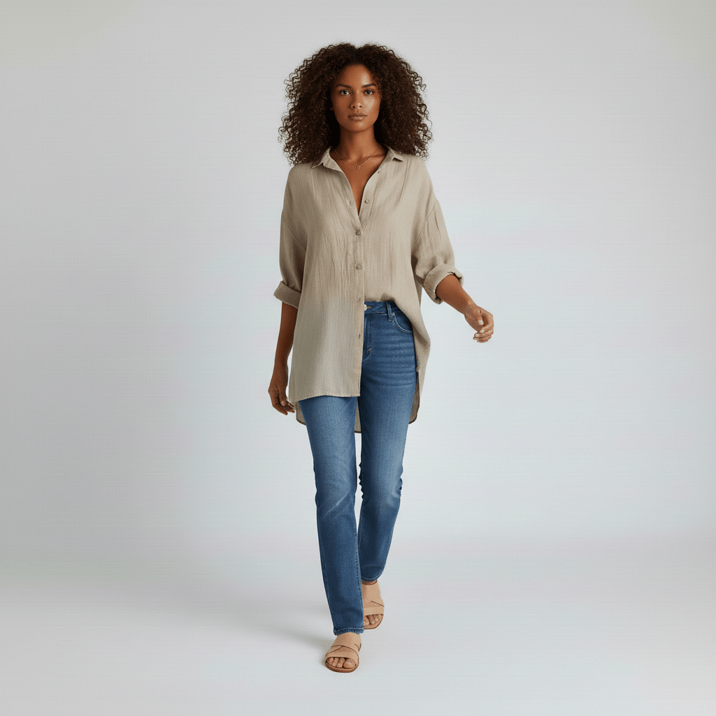 Relaxed Fit Button Down Long Sleeve Shirt