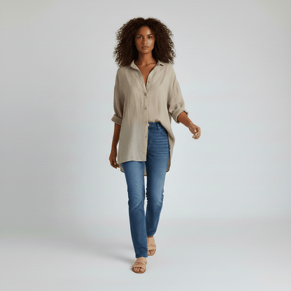 Relaxed Fit Button Down Long Sleeve Shirt
