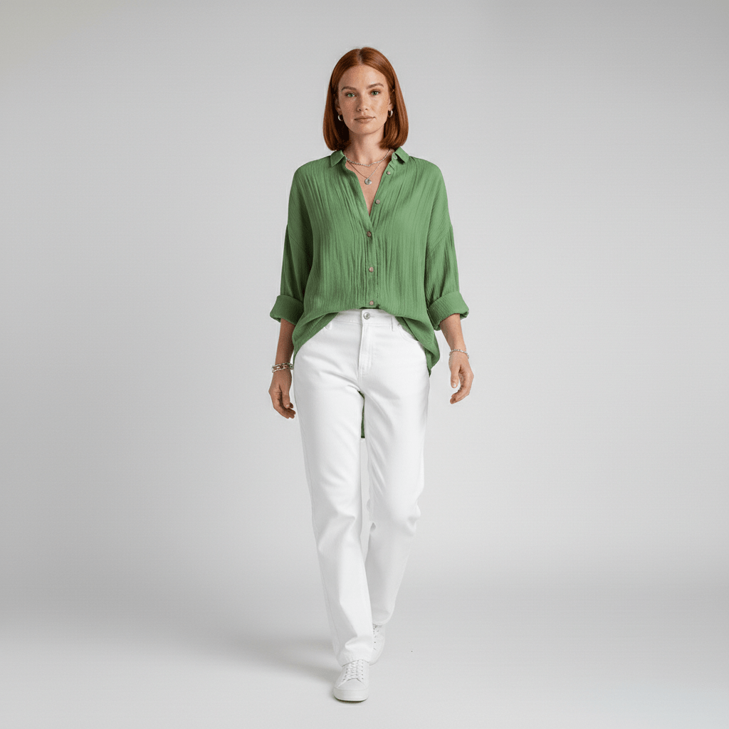 Relaxed Fit Button Down Long Sleeve Shirt