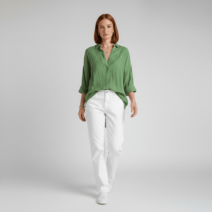 Relaxed Fit Button Down Long Sleeve Shirt
